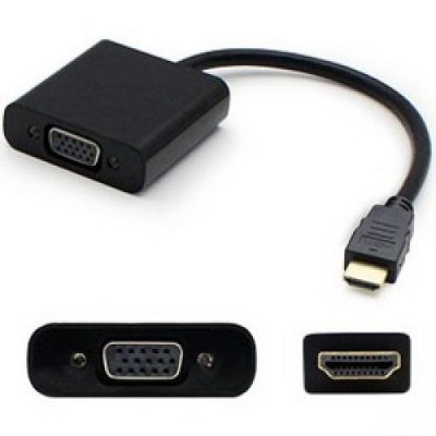 AddOn 8in Lenovo 701943-001 Compatible HDMI Male to VGA Female Black Active Adapter Cable with Micro USB Ports 