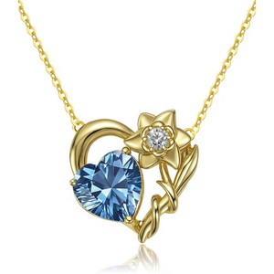 Molenia Birthstone Heart Necklace for Women: 936 Sterling Silver Heart Pendant with Birthstone Romantic Jewelry Gifts for Mom Her Birthday Christmas - 1 of 4