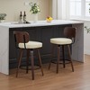 TIRAMISUBEST Swivel Bar Stools Set of 2, Upholstered Faux Leather Counter Height Bar Chairs with Round Footrest - 2 of 4