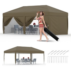 10x20 FT Pop Up Canopy Tent Outdoor Canopy, Heavy Duty Instant Tent With 6 Removable Sidewalls - 1 of 4