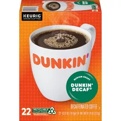 Dunkin' Dunkin' Decaf Medium Roast Coffee  - Keurig K-Cup Pods - 22ct
