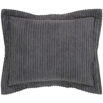 Gray Cotton Chenille Tufted Standard Sham with Bold Stripes