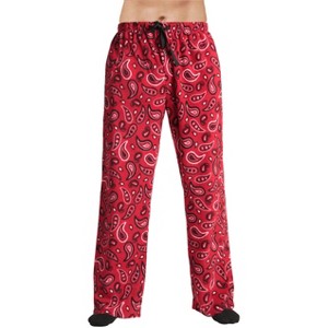 #followme Men's Microfleece Pajamas - Paisley Bandana Print Pajama Pants for Men - Lounge & Sleep PJ Bottoms - 1 of 3