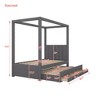 Twin/Full Size Upholstery Canopy Platform Bed with Trundle and 3 Storage Drawers-ModernLuxe - 3 of 4