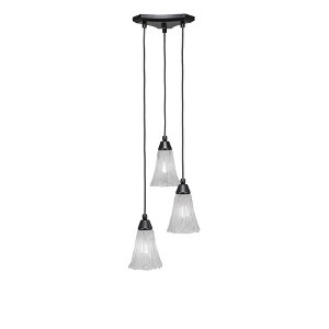 Toltec Lighting Europa 3 - Light Pendant in  Matte Black with 5.5" Fluted Italian Ice Shade - 1 of 1