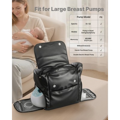 VEVOR Breast Pump Backpack, Breast Feeding Bag with Ice Pack, Fits for S1/S2, Pumping Accessories & Breastmilk Storage, Pump Carrying Case, Black — фото 3