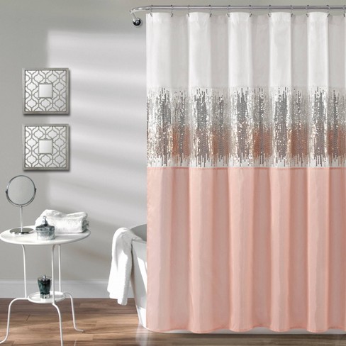 Night Sky Shower Curtain Blush Pink, Pink And Grey Shower Curtain