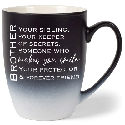 Bror: Your Sibling, Keeper Of Secrets Someone Who Makes  Two Toned Matte Black White 12 ounce Ceramic Stoneware Coffee Cup Mug