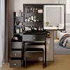 Makeup Vanity, Dressing Table With 4 Drawers & Storage Shelves, Makeup Table With LED Lighted Mirror, 3 Color Modes & Adjustable,  For Bedroom Black - 3 of 4