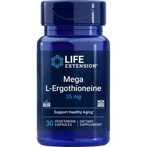 Mega L-Ergothioneine-25 mg by Life Extension  -  30 Vegetarian Capsules - 1 of 2