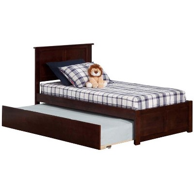 Atlantic Furniture Madison Twin Flat Panel Foot Board w/ Urban Trundle Antique Walnut