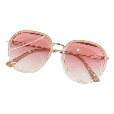 Anna-Kaci Fashion Round Gradient Lens Sunglasses with Metal Arms and Transparent Frame Design