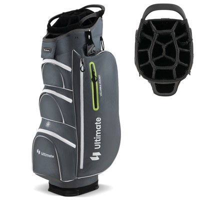 Tangkula 15-Way Golf Cart Bag Golf Club Bag with 15 Ways Organizer Divider Top 7 Zippered Pockets Cooler Bag Umbrella Holder Rain Hood Black + Yellow/ Grey + Green/ Grey + Red