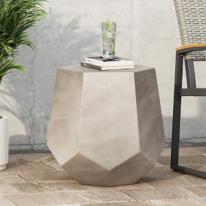 Maggift Patio End Tables Accent Side End Table for Outdoor and Indoor, Garden, Backyard Use, Special Design, Gray, 20.5"*18.5"*18.75" - 1 of 4