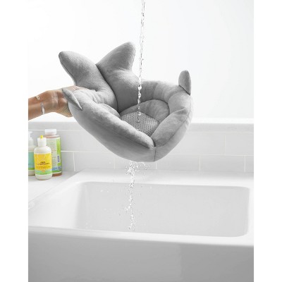 Gray Plush Terry Sink Baby Bather with Padded Whale Tail