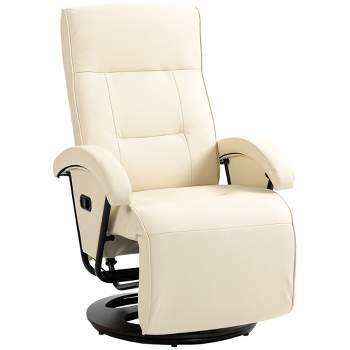 HOMCOM Recliner Chair with Footrest, PU Leather Swivel High Back Armchair, 135° Adjustable Backrest Thick Foam Padding