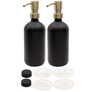 Darware 16oz Glass Pump Bottles 2pc Set; Soap Dispensers w/ Brushed Metal Pump Tops - 1 of 4