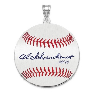 Black Bow Jewelry Sterling Silver Red Schoendienst Signature LG Enamel Baseball Pendant - 1 of 4
