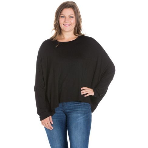 24seven Comfort Apparel Womens Oversized Long Sleeve Plus Size Dolman Top - image 1 of 4