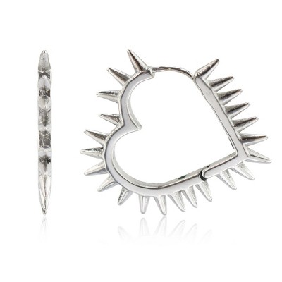 Slate by Rebl  Spike Heart Hoop Earrings  Stainless Steel, 25mm