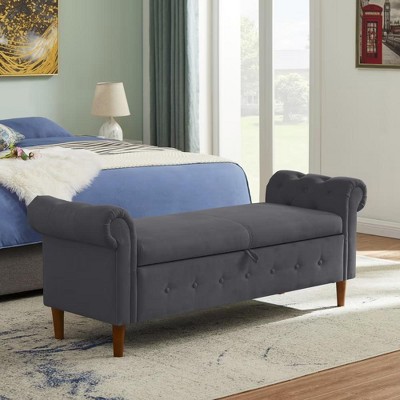 NicBex 63 Inch Storage Ottoman,Entryway Bench with Wood Legs for Bedroom and Living Room