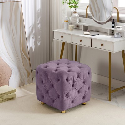 VYNXARIA Modern Velvet Upholstered Ottoman,Exquisite Small End Table,Soft Foot Stool,Dressing Makeup Chair