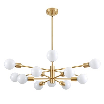 POWLIG 12-Light Gold Mid Century Modern Sputnik Chandelier
