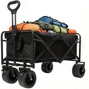 SUGIFT Heavy Duty Folding Wagon Cart with All-Terrain Wheels, Adjustable Handle, and 600D Oxford Fabric for Outdoor Use - 1 of 4