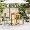 vidaXL 3-Piece Patio Bar Set - Gray PE Rattan Bar Stools, Solid Acacia Wood Table, Removable Cushions for Garden & Outdoor Use - 3 of 4