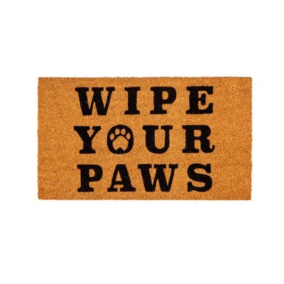Evergreen Wipe Your Paws Funny Coir Doormat | 28" x 16" Front Door Mat Outdoor Entrance | No Slip Door Rugs Entryway Indoor | Dog Welcome Muddy