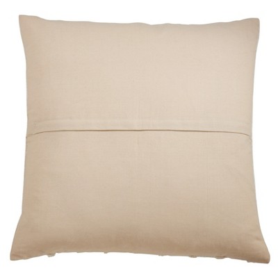 Off-White Cotton Fringe Stripe 22" Square Throw Pillow