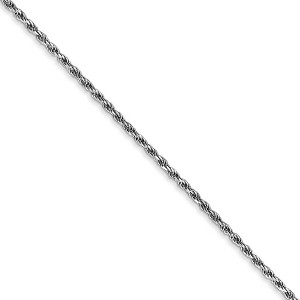 Black Bow Jewelry 1.3mm, 10k White Gold Diamond Cut Solid Rope Chain Necklace - 1 of 4