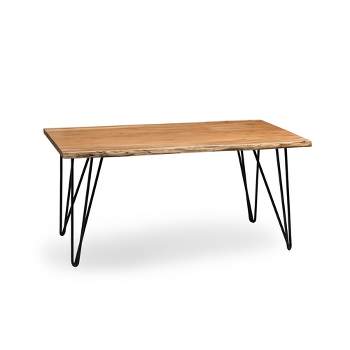 Alaterre Furniture Hairpin Natural Brown Live Edge Wood with Metal Coffee Table