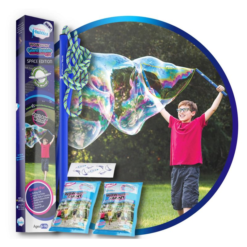 South Beach Bubbles WOWmazing Space Giant Bubble Kit | Wand + 2 Packets Bubble Concentrate + 8 Stickers, 4 of 10