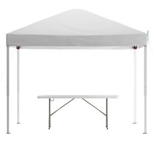 Emma and Oliver Outdoor Event/Tailgate Tent Set with Pop Up Event Canopy and Carry Bag and Bi-Fold Table with Carrying Handle - 1 of 4