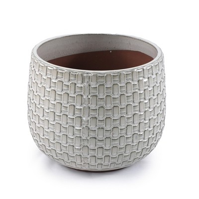 Vynxaria 3-Piece Matte White Ceramic Flowerpot Set for Indoor & Outdoor Use