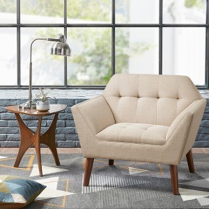 Ridstar Upholstered Modern Soft Lounge Chair & Accent Chair With Arm Support And Solid Leg-Beige - 1 of 4