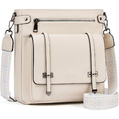 Women Multi Pocket Crossbody Purses Vegan Leather Shoulder Handbags Travel Purse Adjustable Strap