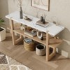 KTMBDW Console Table, 2 Tier Entryway Table with Storage Shelves and Marble-Effect Top, Narrow Sofa Tables for Living Room, Foyer, Hallway, Entrance - 2 of 4
