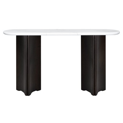 Infurnic Decorative Storage Cabinets Rustic Sofa Table with Curved Legs, Hallway Accent Table for Entrance and Living Room, Brown, 53.9"*14"*30"