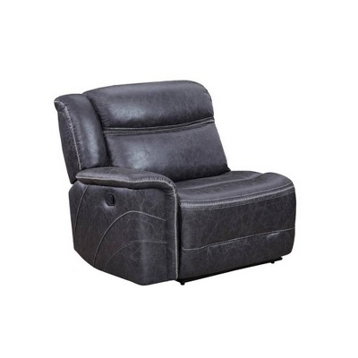 Left Arm Facing Recliner with Faux Leather Upholstery Gray - Benzara