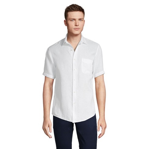 Lands' End Lands' End Men's Traditional Fit Short Sleeve Linen Shirt ...