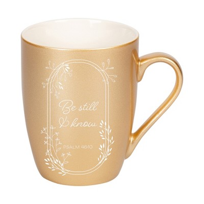 Elanze Designs Be Still And Know Vegas Gold 10 ounce New Bone China Coffee Cup Mug