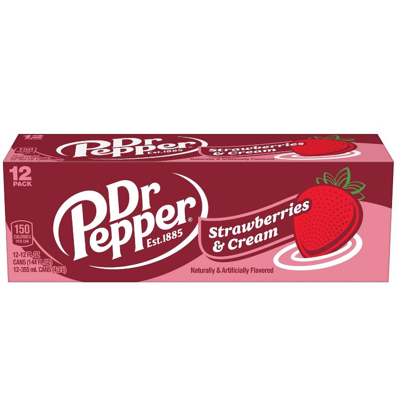 Dr Pepper Strawberries &#38; Cream Soda - 12pk/12 fl oz Cans, 4 of 11