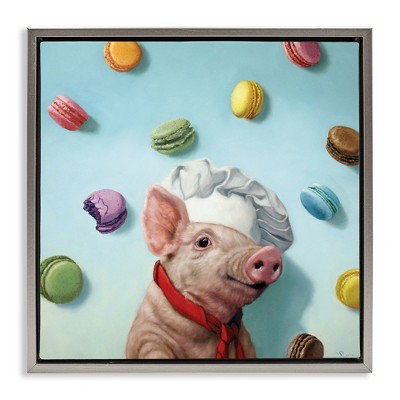 Stupell Industries Pig Chef with Playful Macarons, 18" x 18"