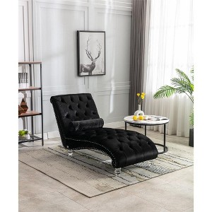 Leisure Concubine Sofa with Solid Acrylic Legs for Living Room or Bedroom - 1 of 4