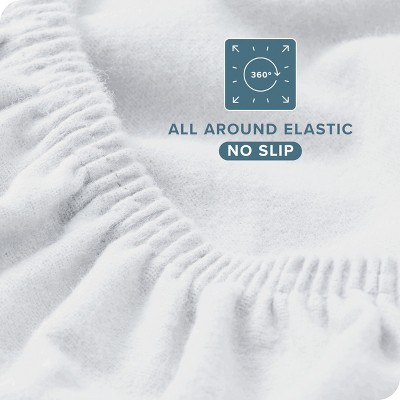 Queen White Cotton Flannel Deep Pocket Fitted Sheet