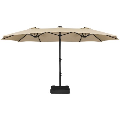 Yaheetech 15 ft Twin Patio Parasol Outdoor Market Umbrella  with Crank & 36 LED Lights