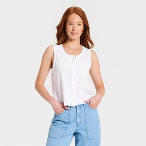 Women's Boyfriend Button-Front Tank Top - Universal Thread™ White