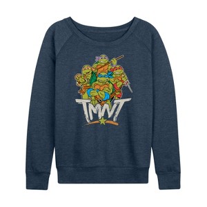 Women's - Teenage Mutant Ninja Turtles - Rebel Road Group Lightweight French Terry Wide Neck Long Sleeve Shirt - 1 of 4